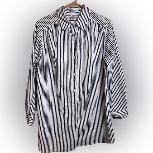 Vintage Romans Oversized Long Sleeve Button Down Size Medium White Black - Picture 1 of 4